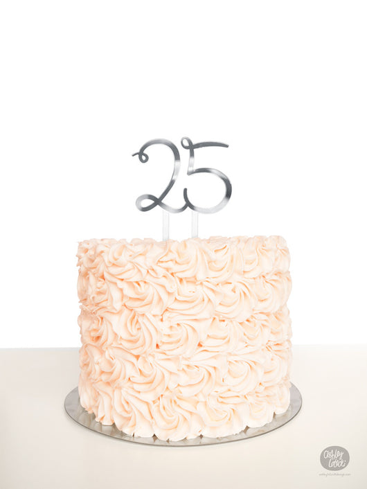 # 25 - Cake Topper - Silver Mirror Acrylic