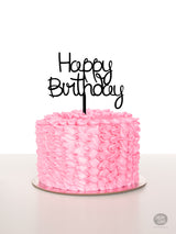 Happy Birthday - Cake Topper - Black Acrylic