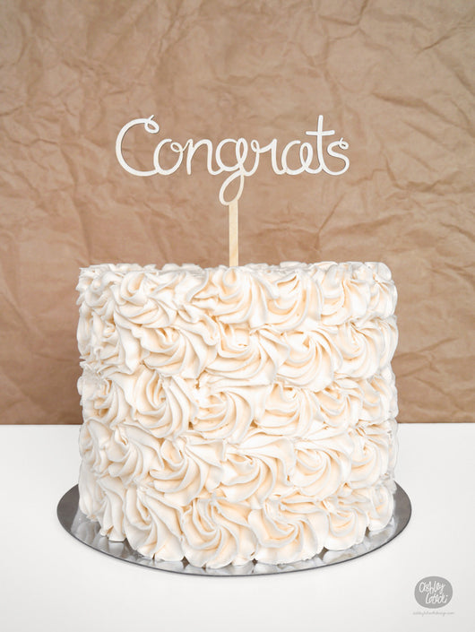 Congrats - Cake Topper - Wood